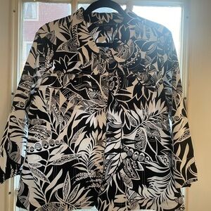Mirror Image Women’s XL Black & White Tropical Botanical Print Jacket